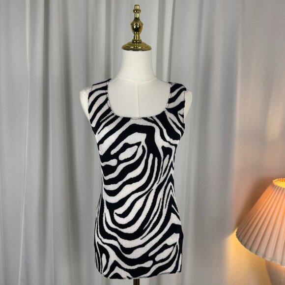 Frank Lyman Zebra Print Scrunched Tank Medium - Picture 5 of 5